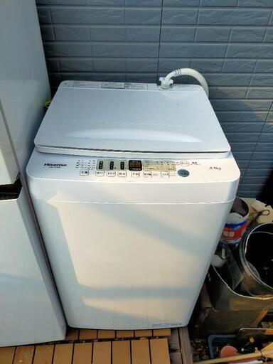 洗濯機\nHisense ハイセンス\nHW-E4504\n4.5kg\n2021年製\n付属品 : 給水ホース、排水ホース
