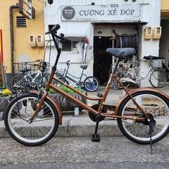 🎏🎏　ミニベロ自転車　２０インチ　ライト　付き　茶色　美品　配達可能