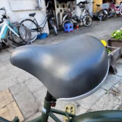 ?? 折りたたみ自転車 20インチ 6変速 緑 カゴ 付き 全国発送無料