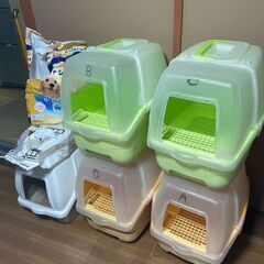 猫のトイレｘ５（ペットシーツ付き）