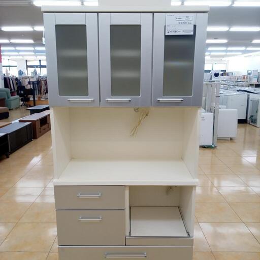 ★ジモティ割あり★  レンジボード 白、シルバー H179×D43×W90 クリーニング済み OJ3177
