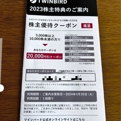 ツインバード株主優待クーポン　20000円引き
