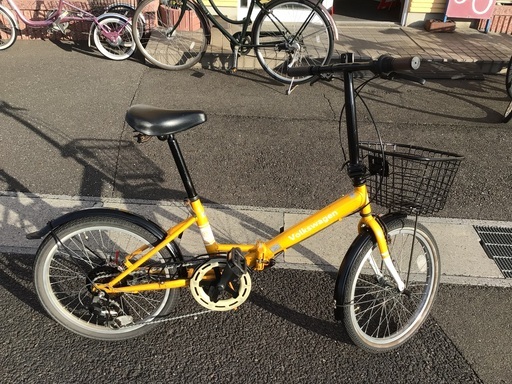 黄色折りたたみ中古自転車整備済