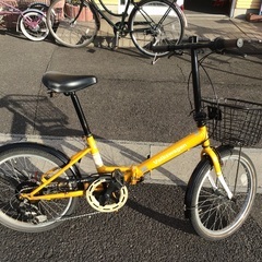 黄色折りたたみ中古自転車整備済