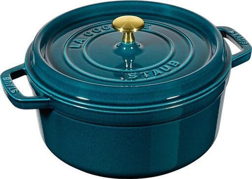 【新品未使用】STAUB ラウンド鍋 20cm ラメール(真鍮ノブ)
