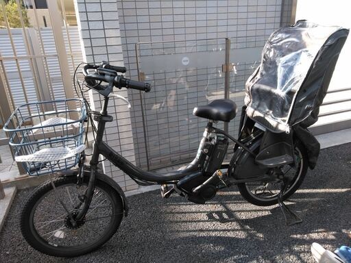 bikke2モブ　二人乗り電動自転車　リヤチャイルドシートカバー、充電池スペア付き　グレー