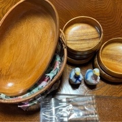 【未使用】木製皿　セット　プレート　食器　木製食器　バスケット