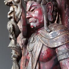 仏像 不動明王像 H130㎝木彫り　火焔光 厄除け 縁起物 開運 運気アップ 火炎光背