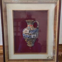 石による壺の立体絵画