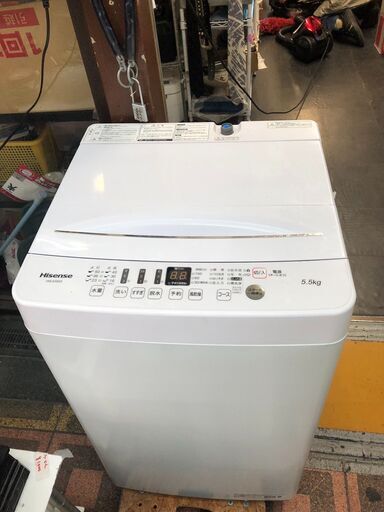 ☆中古￥8,000！Hisense　5.5kg洗濯機　家電　2021年製　HW-E5503型　幅54㎝ｘ奥行54㎝ｘ高さ88㎝　【BK454】