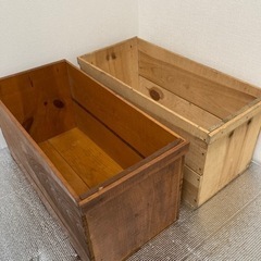 りんご箱(2箱) ニス塗り&旧箱