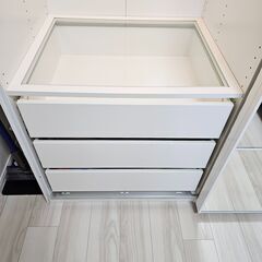 【IKEA・極上品】 高級ガラス扉仕様PAX/AULI・ワードローブ　LED付（システム収納クローゼット）＜10万円相当半額以下・保証付＞#12
