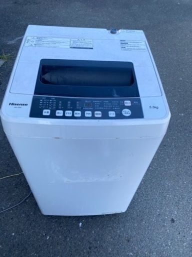 福岡市内配送設置無料　2020年式　ハイセンス 全自動 洗濯機 5.5kg HW-T55C 本体幅50cm 最短10分洗濯 ふたり暮らし ホワイト/ホワイト