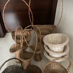 ラタン　編み　かご 　バスケット　鉢カバー　ハンギングカバー　観葉植物