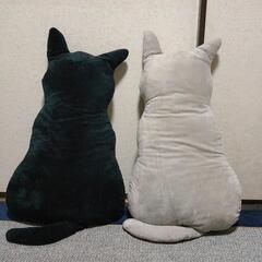 猫の形のクッション☆グレー&ブラック