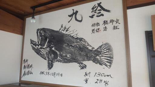 見に来てください！圧巻！『クエの魚拓とその時の釣り針』私が御前崎で実際に釣ったものです❗◇サイズ155✕105✕3 - 置物、オブジェ
