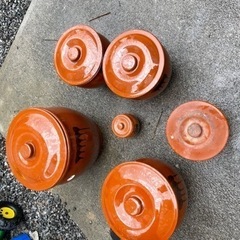 久松窯　漬物容器　丸壺　陶器製　蓋付き 6点セット