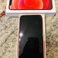 iPhone12 128GB RED SiMフリー　強化ガラスフ...