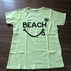 RODEOCROWNS 蛍光イエロー BEACH ロゴ Tシャツ