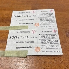 【ネット決済】株主優待乗車券2枚セット：西日本鉄道（バス、電車）