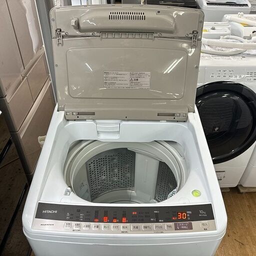 地域限定送料無料　美品【 HITACHI 】日立 ビートウォッシュ 洗濯10.0㎏ 全自動洗濯機 ナイアガラビート洗浄 自動おそうじ BW-V100E