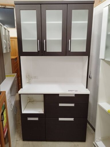 ①ニトリ キッチンボード ダリア100 幅100cm レンジボード 食器棚 システムキッチンボード おしゃれ 大型家具 収納キッチン ブラウン 茶 クリーニング済 堺市 石津【ジャングルジャングルサカイ石津店】