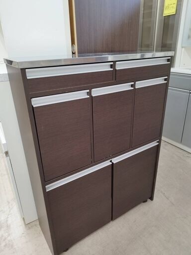 ダストボックス 木製 ゴミ箱 5分別 幅81cm 分別ダストボックス 家具調 茶 ブラウン BOX ラック 棚 収納棚 収納ボックス クリーニング済 堺市 石津【ジャングルジャングルサカイ石津店】