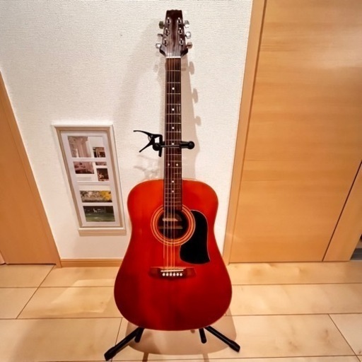Aria AW600 1980年代 アコースティックギター + スタンド + カポとピック
