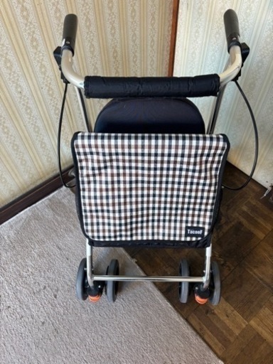 歩行車テイコブリトルハイ HS05H チェックブラウン中古品取扱説明書付