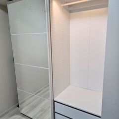【極上品・IKEA】 高級ガラス扉仕様PAX/AULI・ワードローブ　LED付（システム収納クローゼット）＜10万円相当＞ #14