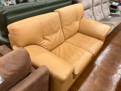 【お値下げしました!!】2Pソファ リビング家具 キャメル色 No.172● ※現金、クレジット、ぺイペイ、スマホ決済対応※