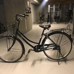 自転車（２６インチ、黒、ワイド前かご付き）