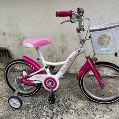 16インチ4輪車ガールズバイク自転車オキナワハイビスカスバイクI...