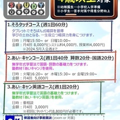 無学年級学習で算数、国語、英語を学習！そろばんコースもあり！4歳...