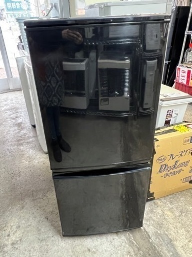 万代店　2ドア冷蔵庫　シャープ　つけかえどっちもドア　単身冷蔵庫　2015年製　SJ-D14-B