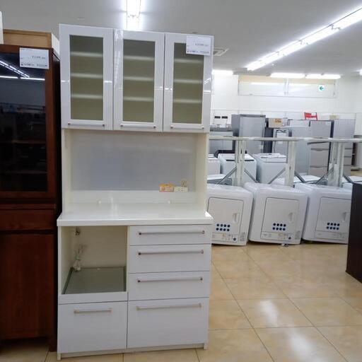 ★ジモティ割あり★ paumona レンジボード ホワイト H195×D50×W90 クリーニング済み OJ3208