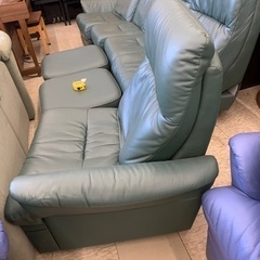 5人掛ソファ オットマン2個付 INTERLIVAX グリーン ※2400010293856