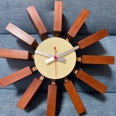 時計　壁掛け時計　木製　文字盤なし　作動確認済み　単三電池×1本