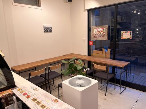 カフェテーブル 天然ウォールナット L字型テーブル+椅子5脚（2200  