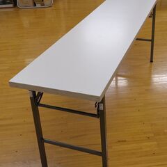 折り畳みテーブル棚付き　白　サイズ約 W180×D45×H70㎝