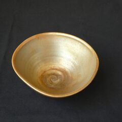 備前焼茶碗　金彩備前博焼