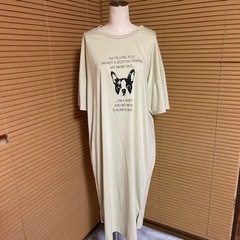 【新品】犬ロゴプリントワンピースTシャツ LL