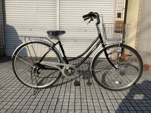 【27インチ自転車】6段変速　LEDオートライト付　前後タイヤ、前カゴ、サドル新品❗️若林自転車　膳所店　SALE中❗️