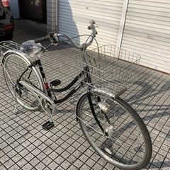 【27インチ自転車】6段変速　LEDオートライト付　前後タイヤ、前カゴ、サドル新品❗️若林自転車　膳所店　SALE中❗️