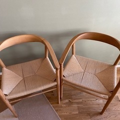 オーク材ペーパーコードアームチェア　2脚セット