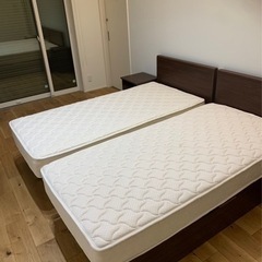 収納付き高級シングルベッド２台