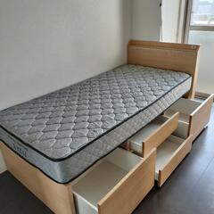 【取引中】収納付シングルベッド(解体)+マットレス
