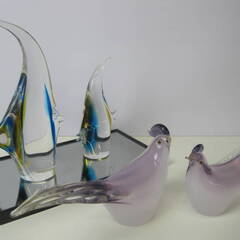 【Multi Glass マルティグラス 魚 2体 鳥 ２体 置...