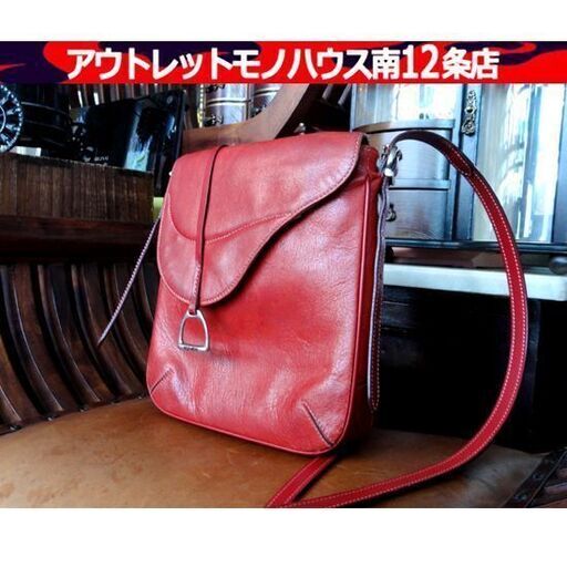 SOMES レザー ショルダーバッグ レッド/赤 ソメスサドル レディース 馬具 蹄 スクエア 鞄 札幌市 中央区 南12条