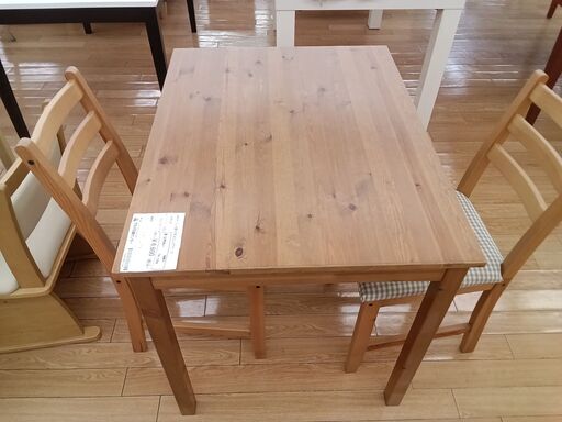 ★ジモティ割あり★ IKEA 二人掛けダイニングテーブルセット ナチュラル H73×D90×W70 クリーニング済み TK1358